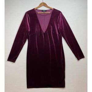Forever 21 Purple Velvet Shift Tunic Dress Size 1X Whimsy Goth‎ Mesh Stretch